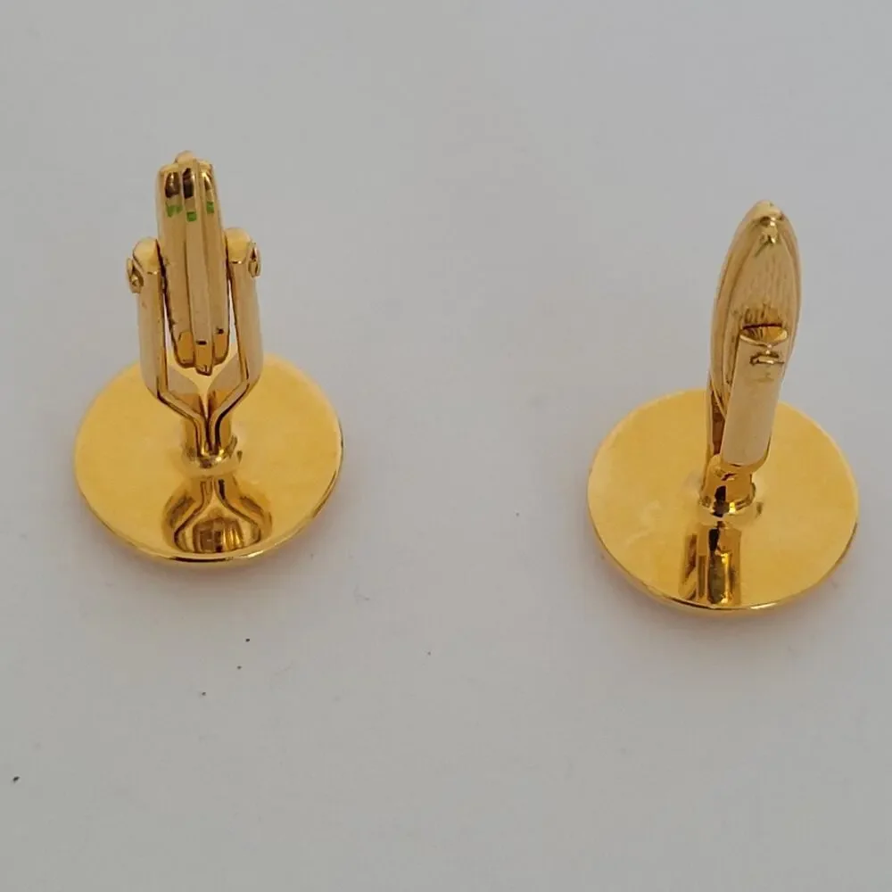 Dunhill D Cufflinks Gold Silver Tone Logo Round Designer Vintage Retro Bullet